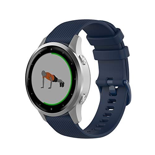 Wownadu 18mm Bandje Compatibel voor Garmin Vivoactive 4S Bandje,Compatibel voor Garmin Vivomove 3S Band, Marineblauw Bands Sport Siliconen Vervangende Polsband (Geen Horloge)