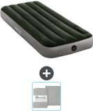 Intex Luchtbed - 1-Persoons - 76 x 191 x 25 cm - Groen - Met Ingebouwde Pomp en Hoeslaken