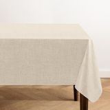 Elrene Home Fashions Monterey Linnen geïnspireerd water- en vlekbestendig vinyl tafelkleed met flanellen achterkant, 152 x 259 cm, rechthoek, ivoor