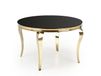 Table ronde pieds dorés et plateau noir en verre 120cm