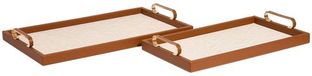 ATMOSPHERA CREATEUR D'INTERIEUR Set van 2 rechthoekige, beige whiskyplateaus