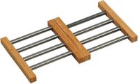 Excellent Houseware Panonderzetter - uitschuifbaar - 21 x 22 cm - bamboe en rvs