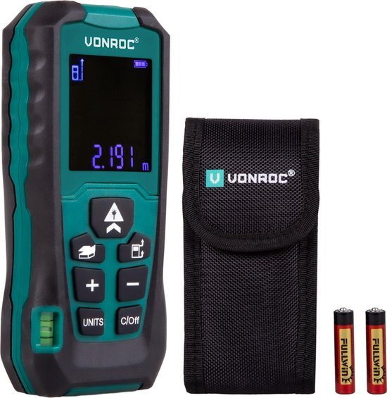 VONROC TOOLS VONROC Laser afstandsmeter – 40 meter bereik – Aanpasbare meetreferentie