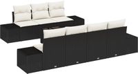 vidaXL Banc de jardin 8 pièces noir et crème polyrotin