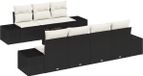 vidaXL Banc de jardin 8 pièces noir et crème polyrotin