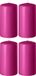 Enlightening Candles 4x Fuchsia roze cilinderkaarsen/stompkaarsen 6 x 8 cm 27 branduren - Geurloze kaarsen fuchsia roze - Woondecoraties