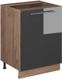 Vicco Keukenonderkast Fame-Line, Antraciet Hoogglans/Goudkleurig Eiken, 60 cm