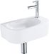 QeramiQ Fuente Fonteinset - 40x21.5x12cm - rechts - glad - halfrond - 1 kraangat - keramiek - fonteinkraan chroom - afvoerplug - verlaagd sifon - Wit Glans