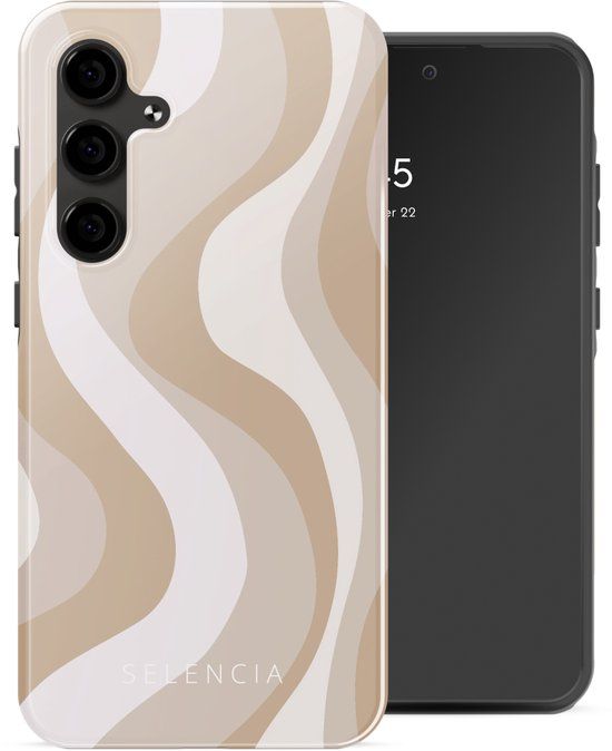 Selencia Hoesje - Geschikt voor Samsung Galaxy S24 FE - Backcover - Desert Waves Beige