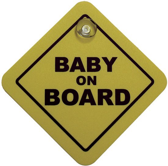 AutoStyle Sticker/Bordje Baby On Board - geel - 16x16cm