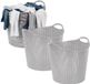 Storage Solutions panier à linge - 3x - panier de rangement - flexible - gris argenté - 27 litres - rond - plastique - 40 x 37 cm