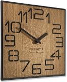 FLEXISTYLE Moderne vierkante grote wandklok hout ECO diameter 40cm, stil, houtlook, eiken, woonkamer, slaapkamer, Gemaakt in EU (Cijfers 40cm)