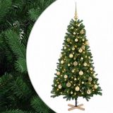 vidaXL Kunstkerstboom met kerstbal 150 cm 150 LED's Warmwit PVC Groen