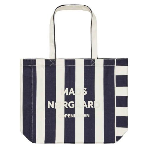 MADS NØRGAARD - COPENHAGEN gestreepte shopper Boutiqno Athene donkerblauw/ecru