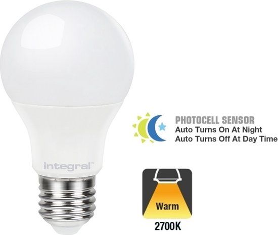 Integral LED E27 Lamp with Day/Night Sensor - 4.8W - 2700K - Warm White Light