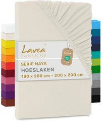Lavea® Hoeslaken 180x200 cm – 100% Katoen, Zacht en Ademend – Geschikt voor Matrassen tot 20 cm – Jersey met Elastiek Rondom – Crème
