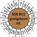 Keuringsstickers Ricard Keuringsstickers NEN 8012 Goedgekeurd tot 2027 | 50 stuks, Ø 35 mm | Bruin