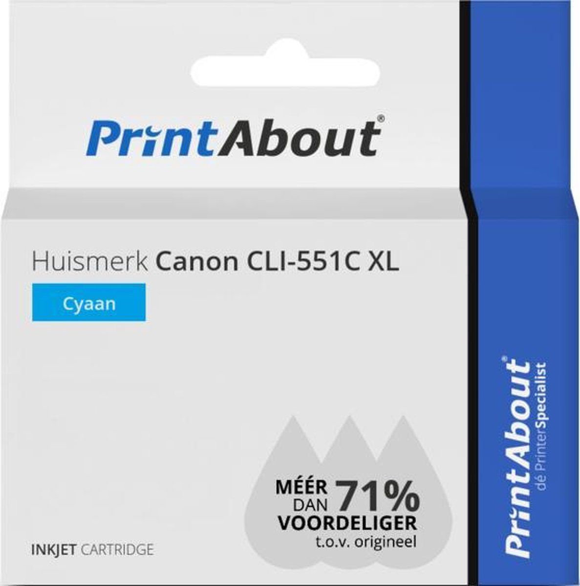 PrintAbout Huismerk Canon CLI-551C XL Cyaan Inktcartridge
