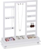 Relaxdays Sieradenhouder - Sieradenrek - Oorbellenhouder - Ketting Standaard - Hout - Wit