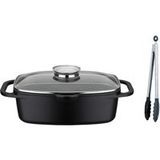 GSW Sauteuse universelle Gourmet Granit 33 x 21 cm avec pince à servir de 30 cm