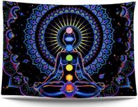 Ulticool Wandkleed 200x150 cm – Chakra Yoga Mandala Meditatie Lotusbloem - voor Binnen - Glow in the Dark
