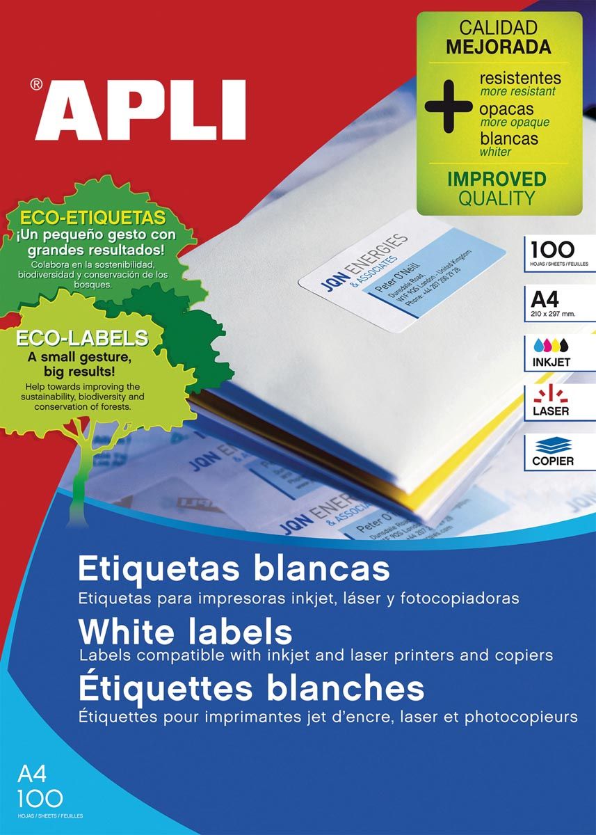 APLI witte etiketten Ft 105 x 29 mm b x h 2.000 stuks doos van 2000 etiketten