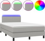 vidaXL Boxspringbed met matras en LED-verlichting, lichtgrijs, 120x190 cm, stof