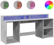 vidaXL Bureau met LED-verlichting 200x55x91 cm Bewerkt Hout Betongrijs