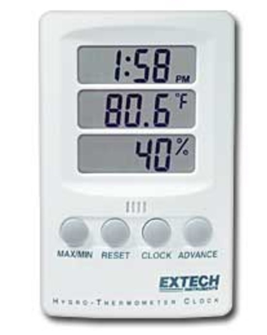 EXTECH 445702: Hygrometer en thermometer met klok