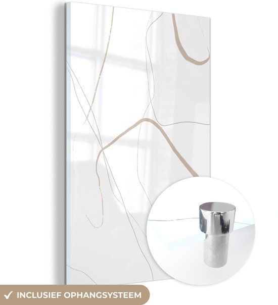 MuchoWow® Glass Painting 40x60 cm - Acrylic Glass Painting - Abstract - Minimalism - Line Art - Photo on Glass - Paintings