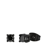 Lucardi Heren Blackplated oorbellen rond met zirkonia 4mm