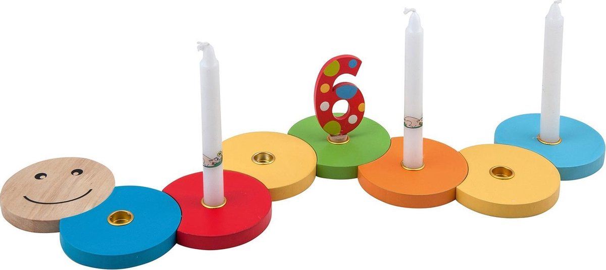 tib Kaarsenhouder Rups Junior 7 Cm Hout 8-delig