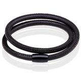 LGT JWLS LGT Jewels leren Wrap armband Edelstaal Zwart