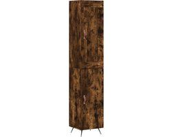 vidaXL Hoge kast 34,5x34x180 cm bewerkt hout gerookt eikenkleurig