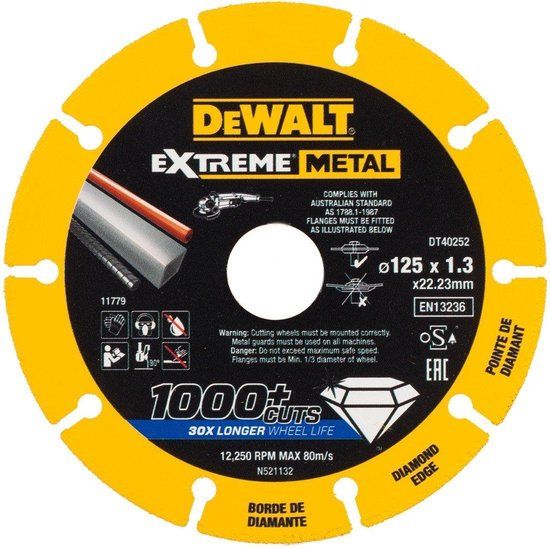 Dewalt Diamantzaagblad 125x22.2x1.3mm - Koper, Metaal, Alu
