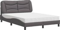 vidaXL Bed met matras "Hvar" kunstleer grijs 140x190 cm