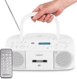 MEDION DRX-1 Plus Boombox (draagbare DAB+ & FM-radio, Bluetooth, cd-speler, MP3, cassette, hoofdtelefoonaansluiting, stereo, AUX, netstroom & batterijen) wit