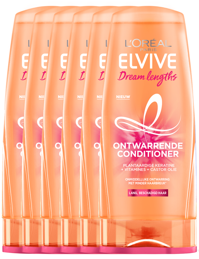 L'Oréal Elvive Dream Lengths Conditioner - 6 x 200ml - Voordeelverpakking - Lang, Beschadigd Haar