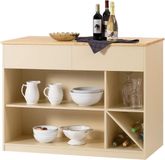 Merkloos / Sans marque Rootz Modern Keukeneiland - Dressoir - Buffetkast - MDF en Rubberhout - Ruime opbergruimte met 5 vakken en 2 lades - Wijnflessenopslag - 120cm x 90cm x 60cm