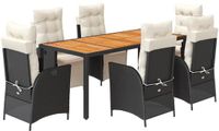 vidaXL 7-delige Tuinset met Kussens Poly Rattan Zwart
