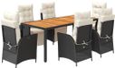 vidaXL Ensemble de jardin 7 pièces Poly rotin noir avec coussins