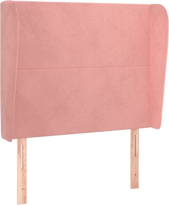vidaXL Hoofdbord met randen 103x23x118/128 cm fluweel roze