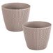 WELLHOME 2 x ronde bloempot, 8 l, van kunststof in mokka, Ø 25,9 x 22 cm