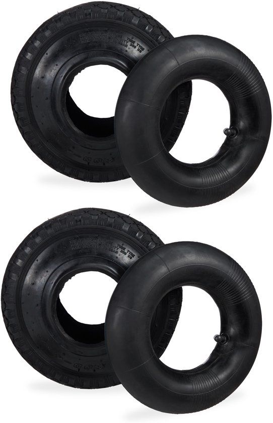 Relaxdays Steekwagen Wiel - 3.00-4 inch - Set van 2 Stuks - 260 x 85 mm - Reserveband
