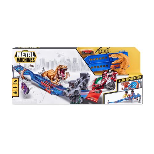 ZURU Metal Machines 4 Lane Raptor Attack Set - Vehicle & Track Set - Multicolour