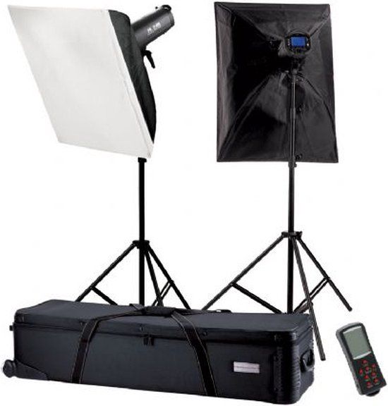 Falcon Eyes Studioflitsset TFK-21200L met LCD Scherm - Zwart