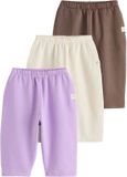 Next - Meisjes - Set van 3 joggingbroeken met wijde, ronde pijpen - Paars