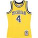 Micwol Maillot de basket-ball pour homme NCAA Maize Jersey 1991 No. 4 Chris Webber Jaune