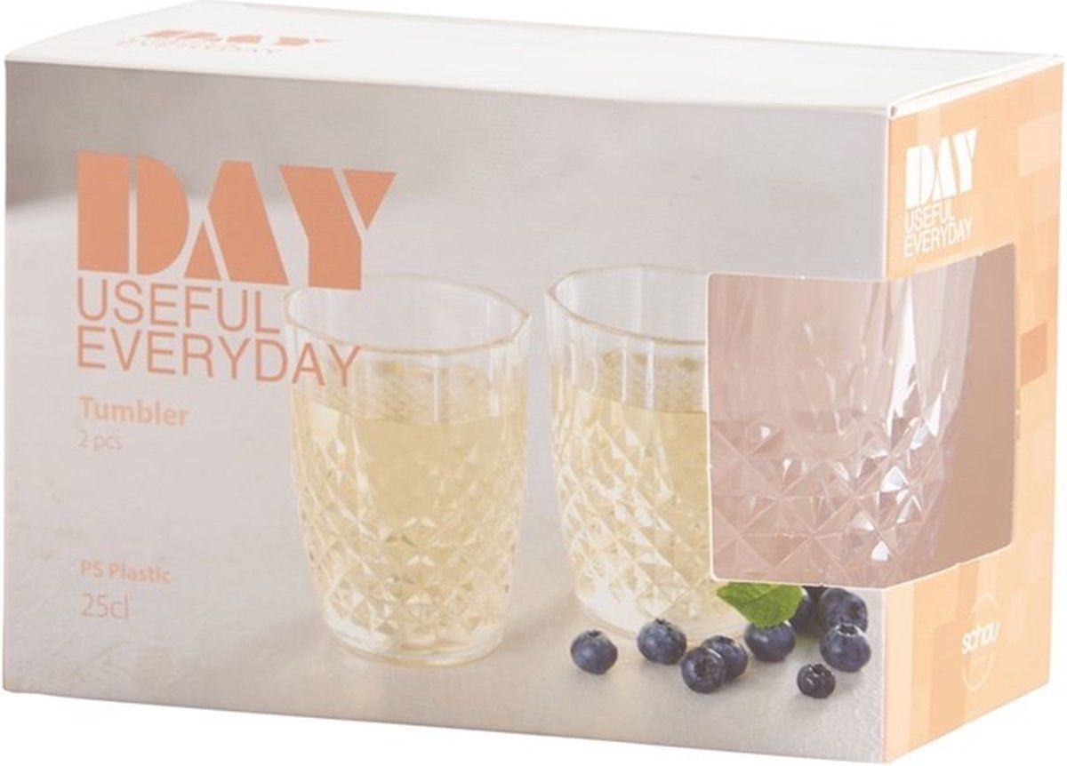 Day Retro Picknick Glazen - 25CL - Set van 2 - Transparant