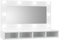 vidaXL Spiegelkast met LED-verlichting 90x31,5x62 cm hoogglans wit